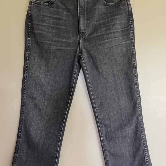 THE GREAT The Nerd Raw Hem Jeans In Black Size 24 Kick Flare High Rise Straight - Picture 8 of 16